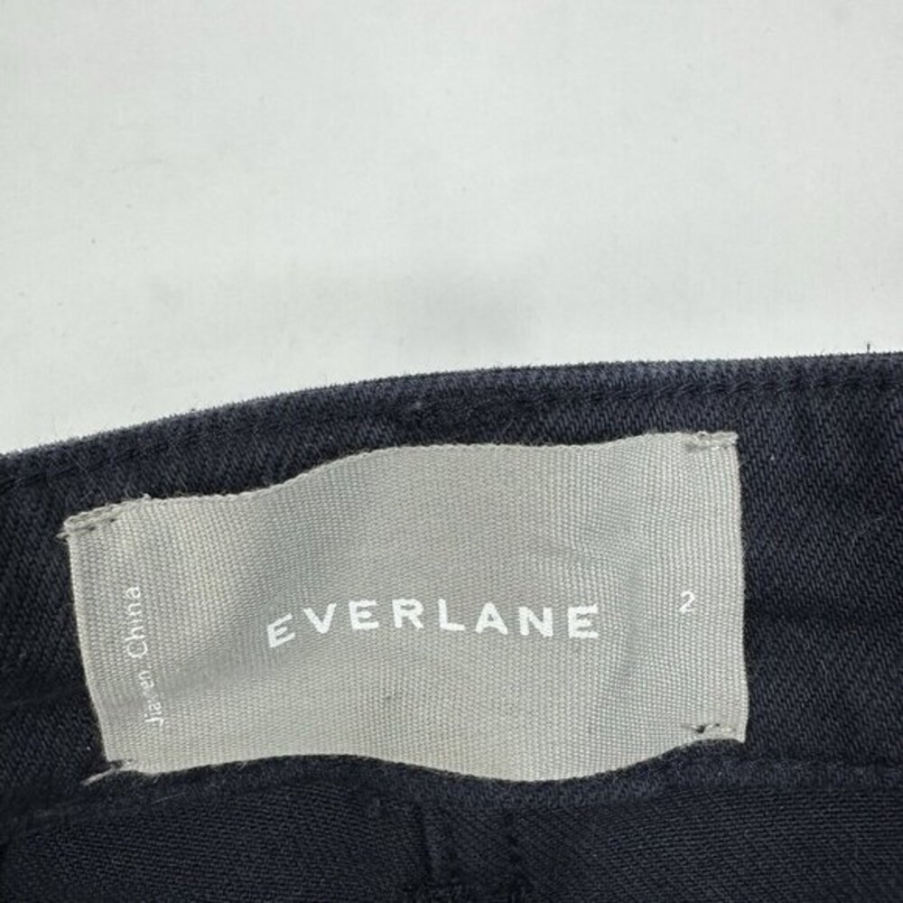 Everlane‎ Womens Wide Leg Crop Pant Navy Blue High Rise Cotton Chino Size 2 - Picture 5 of 11